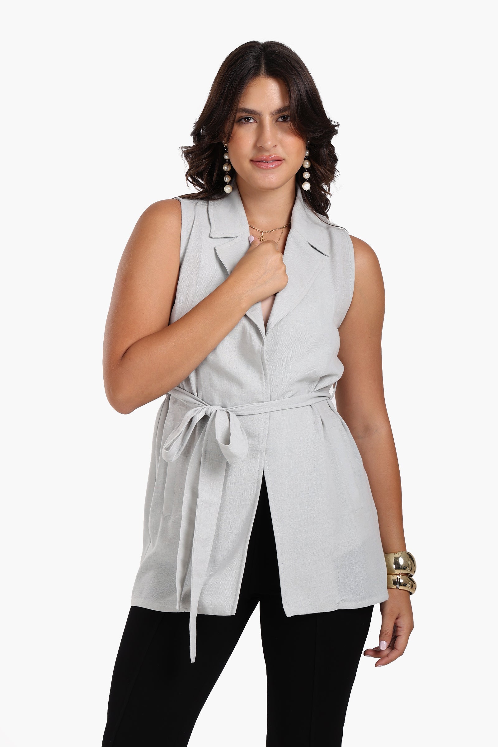 Sleeveless Tencel Vest - Grey