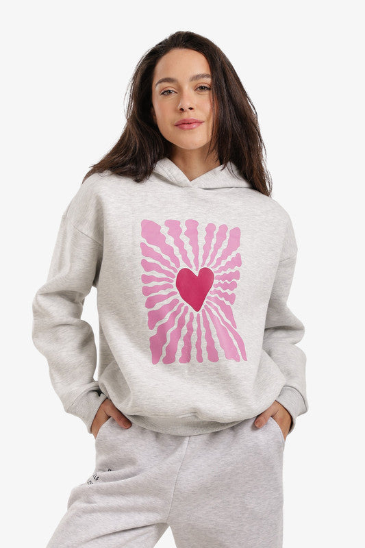 Printed Heart Lounge Sweatshirt – Grey