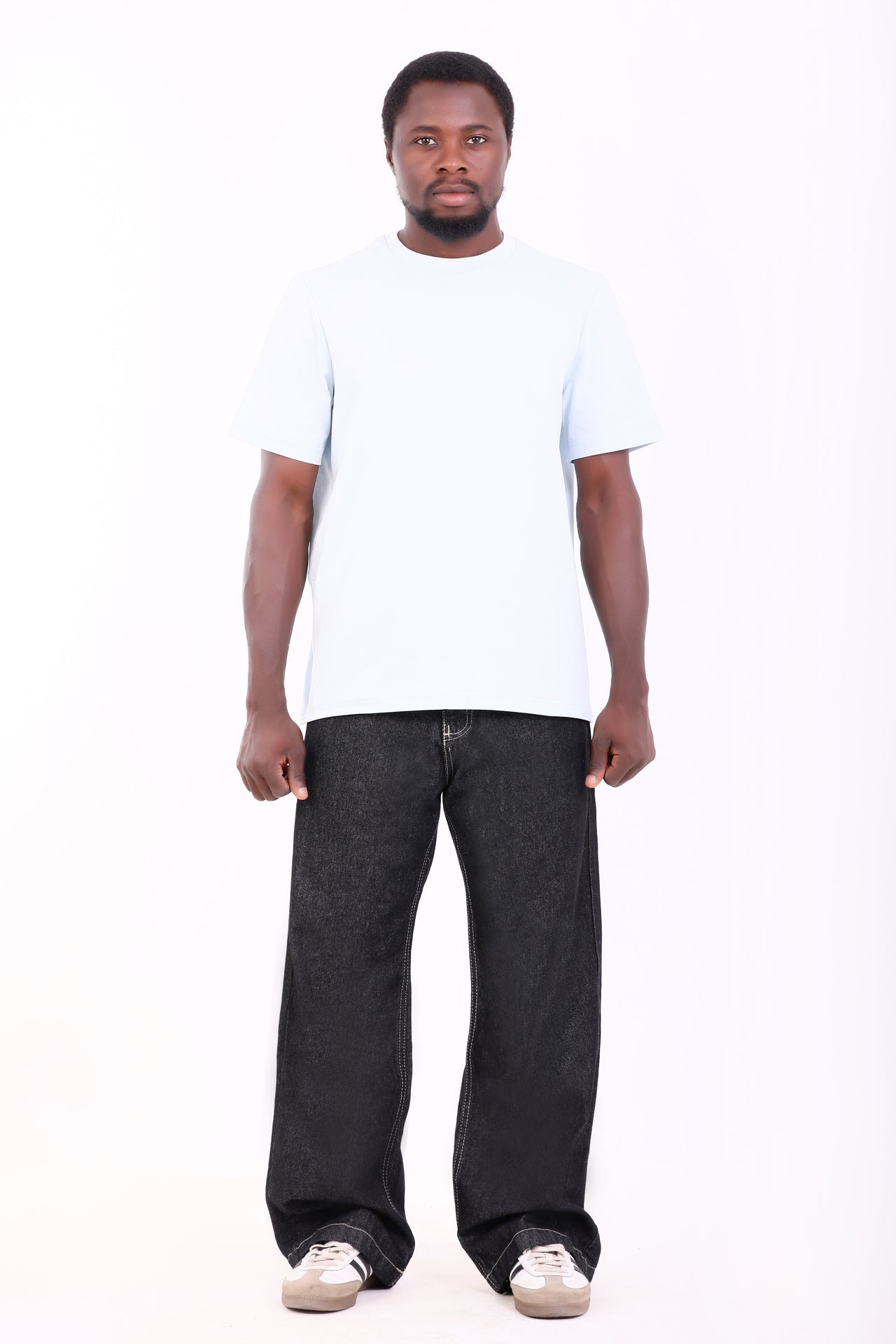 Men’s Wide Leg Denim Jeans – Black