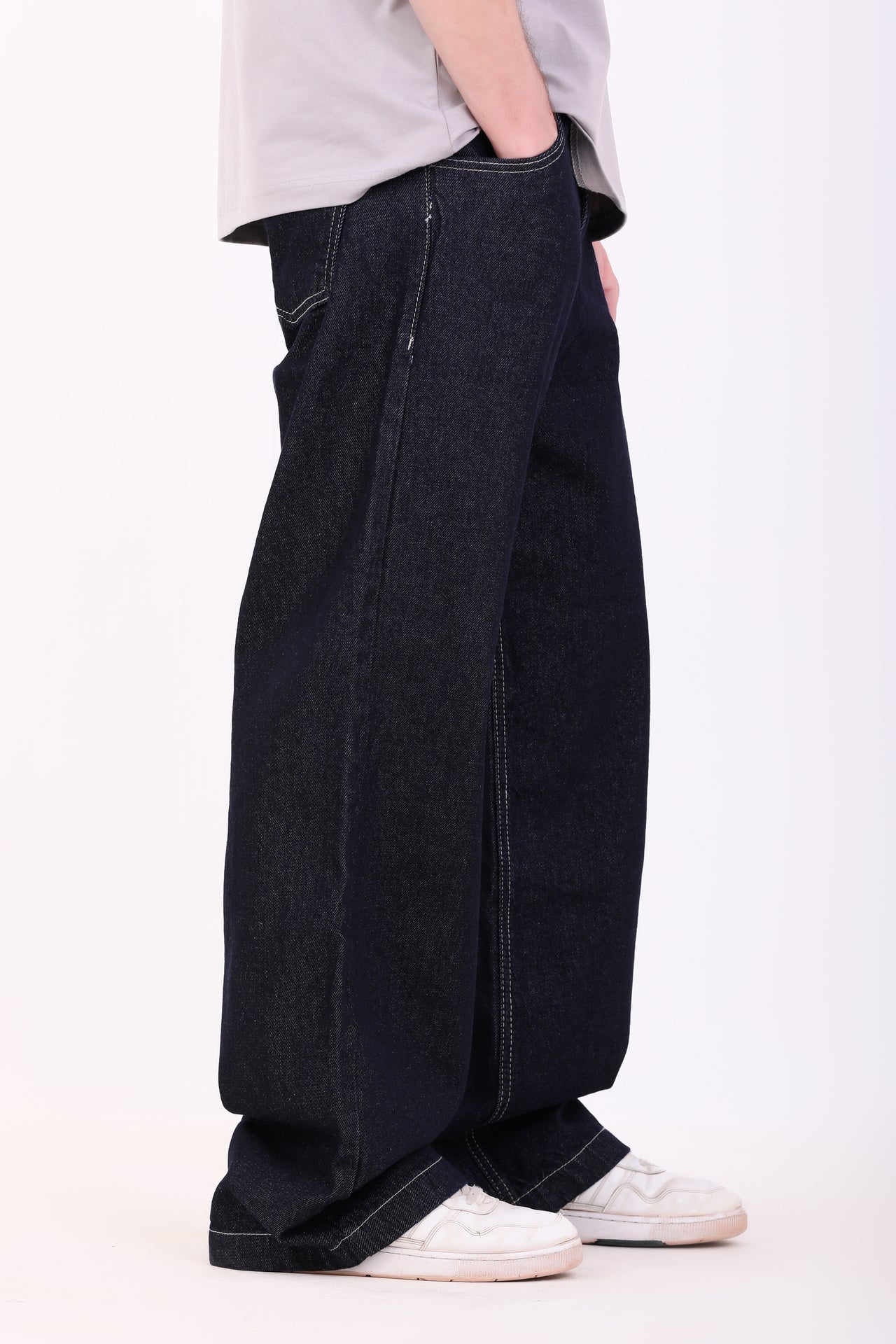 Cotton Wide Leg Jeans – Dark Navy