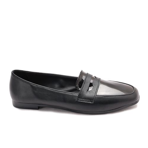 Faux Leather Classic Penny Loafers – Black