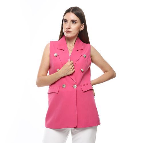Double-Breasted Sleeveless Blazer - Pink