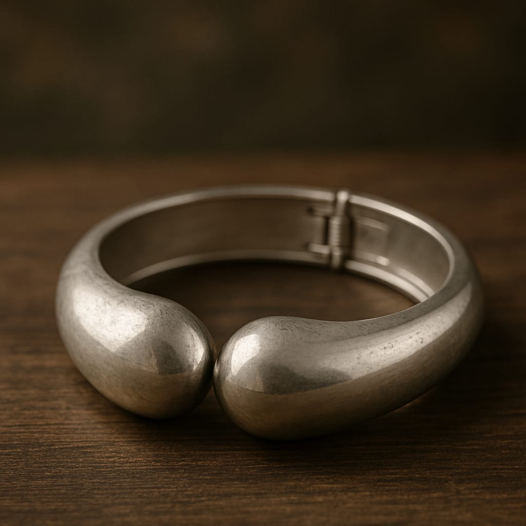 Plated Metal Modern Design Bracelet – Silver