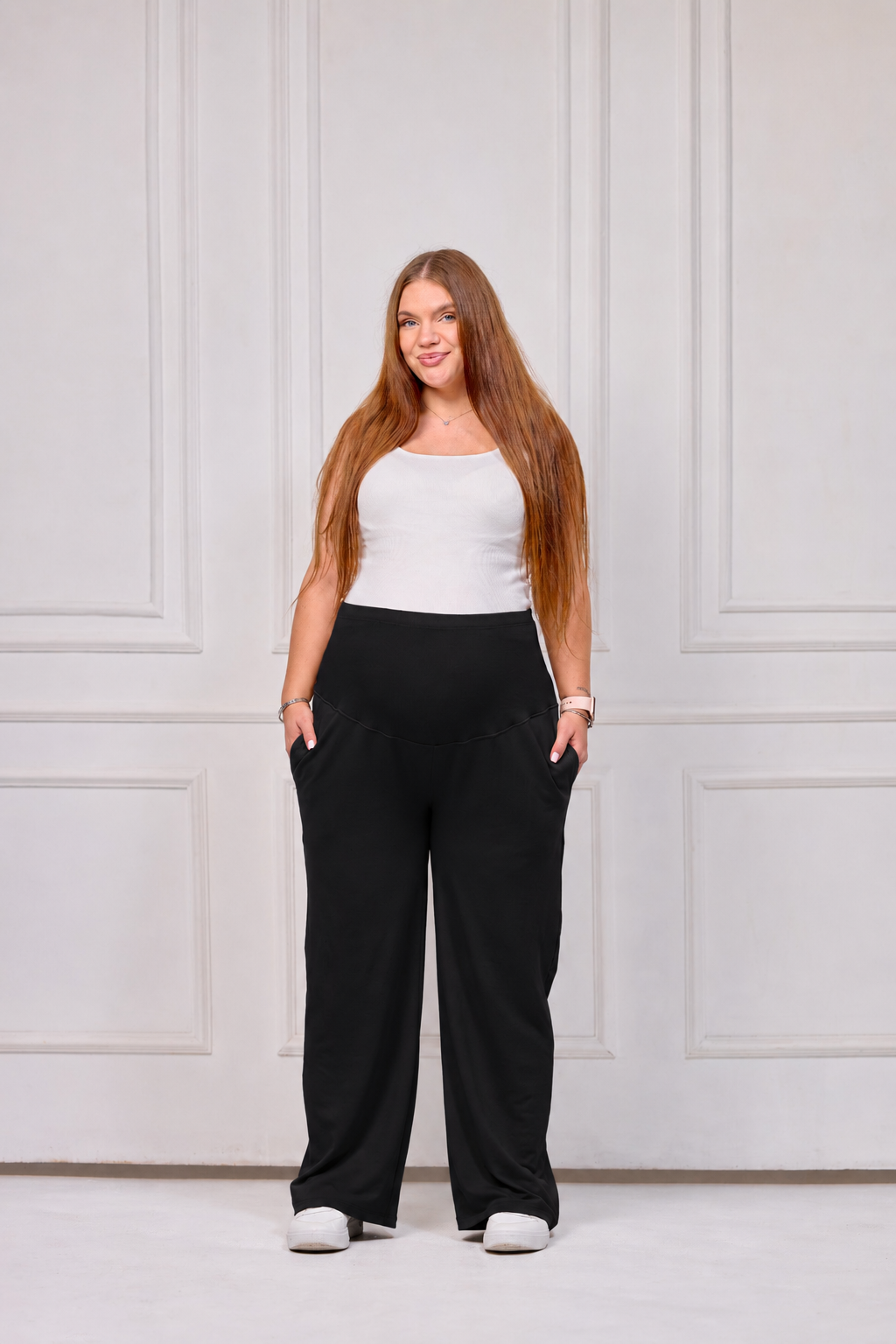 Maternity Cotton Yoga Pants - Black