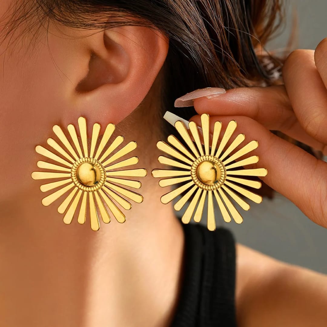 Gold-Plated Sunflower Earrings
