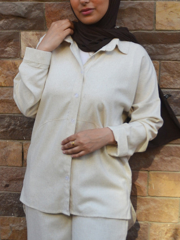 Linen Polka Dot Shirt – Beige
