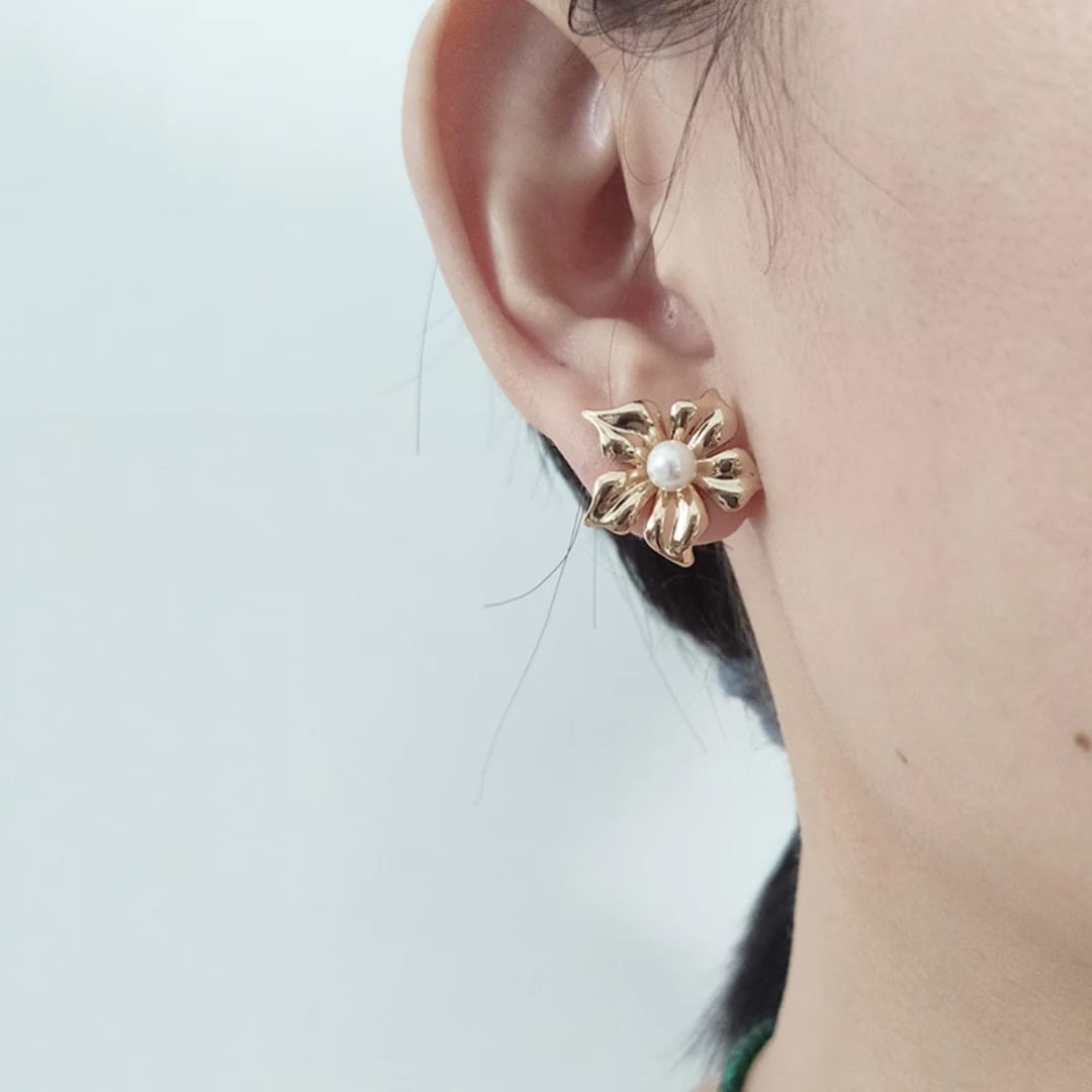 Gold-Plated Flower Earrings