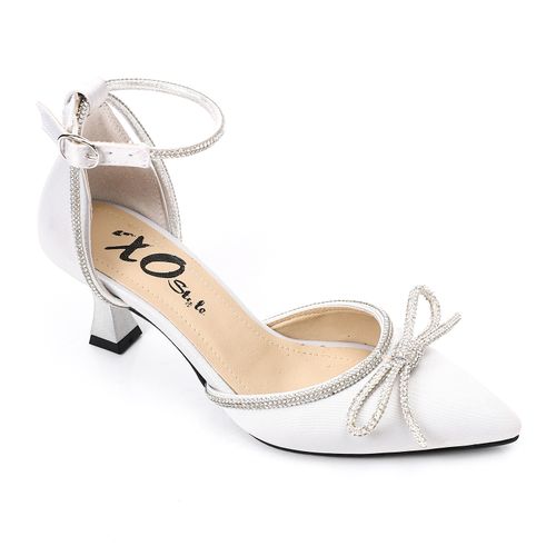 Satin Bow Classic Shoes - Silver