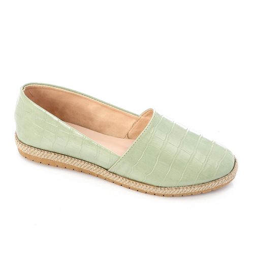 Faux Leather Flat Ballerina - Lime