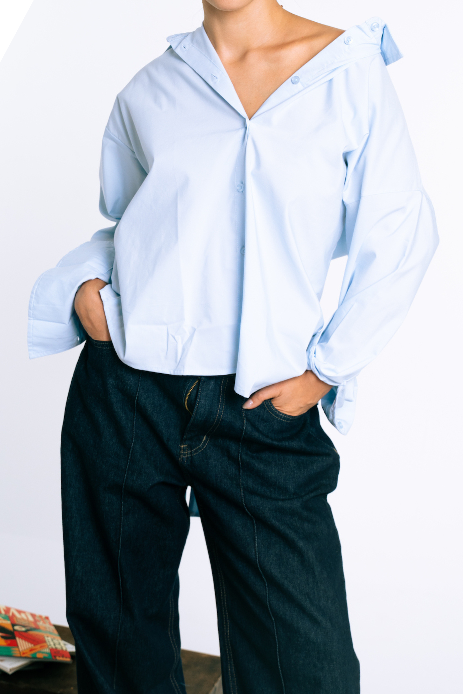 Classic Cotton Button-Up Shirt - Light Blue