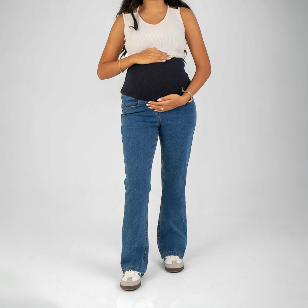 Cotton Stretch Flare-Leg Maternity Jeans