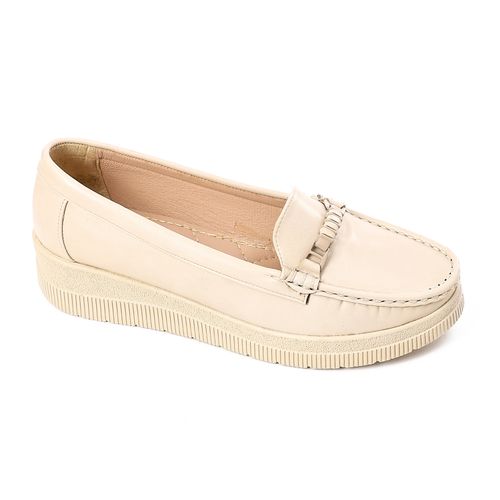 Faux Leather Platform Loafers – Beige