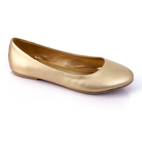 Faux Leather Ballet Flats - Gold