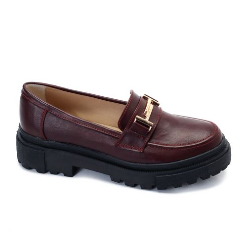 Faux Leather Chunky Platform Loafers - Burgundy