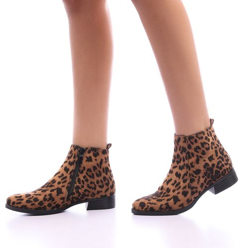 Faux Suede Ankle Boots – Leopard