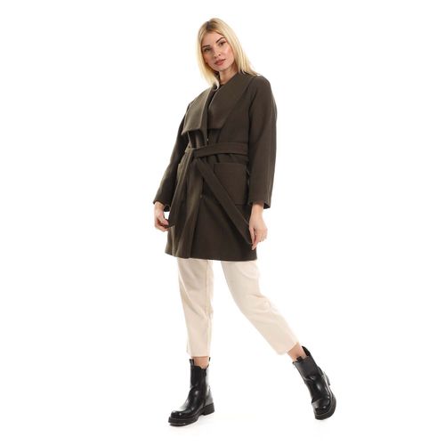 Wool Belted Coat – Olive