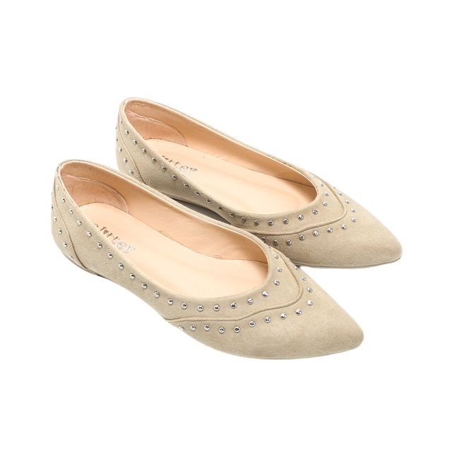 Suede Elegant Ballerina - Beige