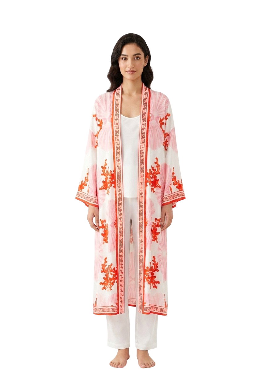Corals Print Kimono - Multicolor