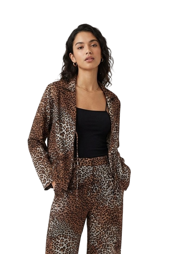 Animal Print Blouse - Dark Brown