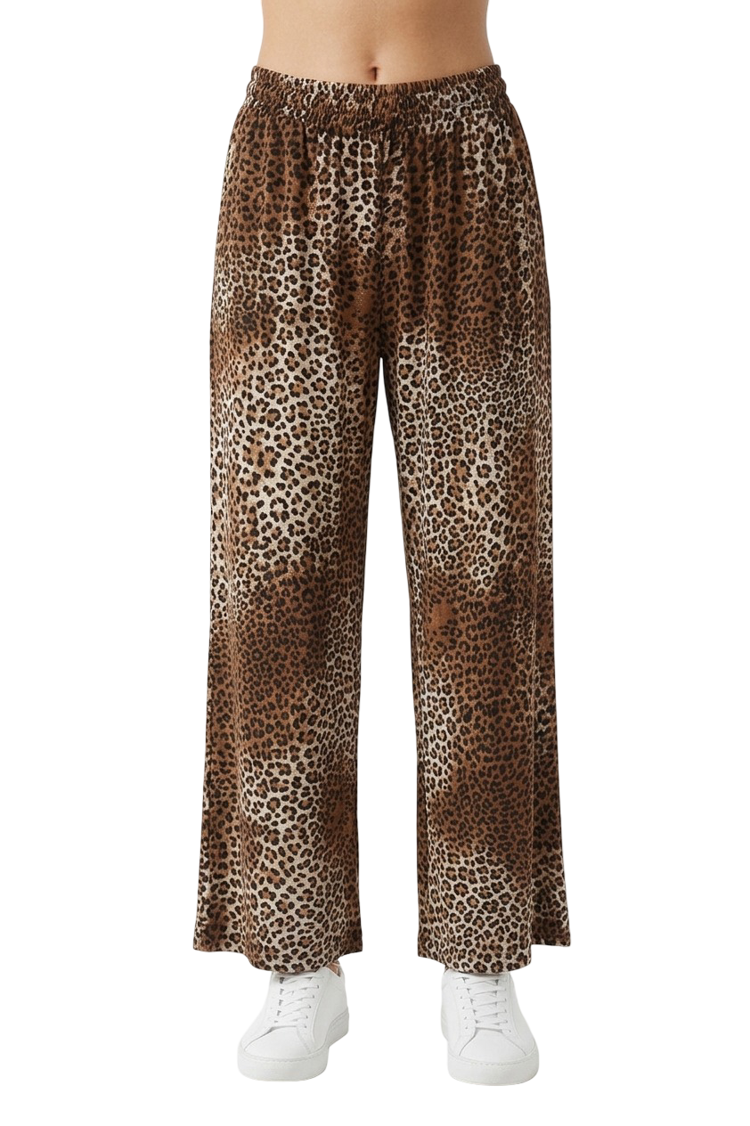Animal Print Pants - Dark Brown