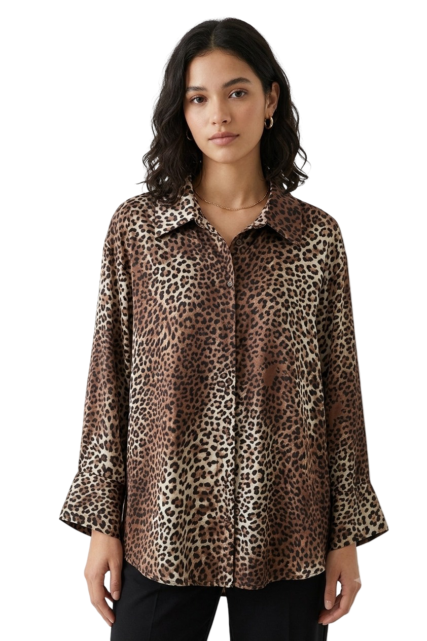 Animal Print Shirt - Dark Brown