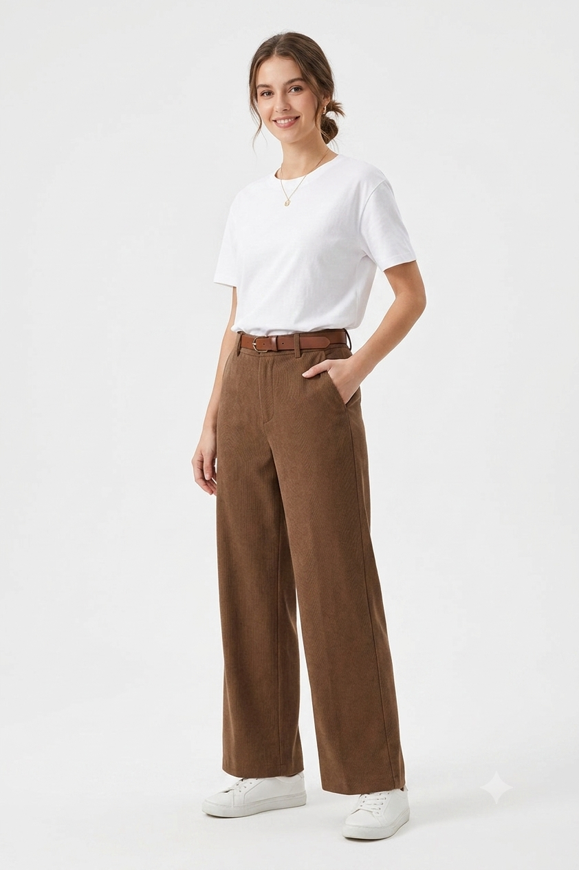 Wide Tailored Pants - Brown