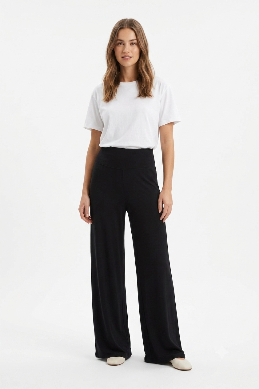 Wide Viscose Pants - Black