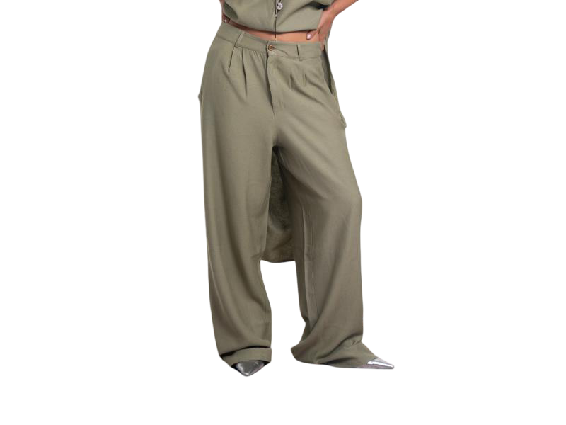 Wide Tailored Pants - Olive