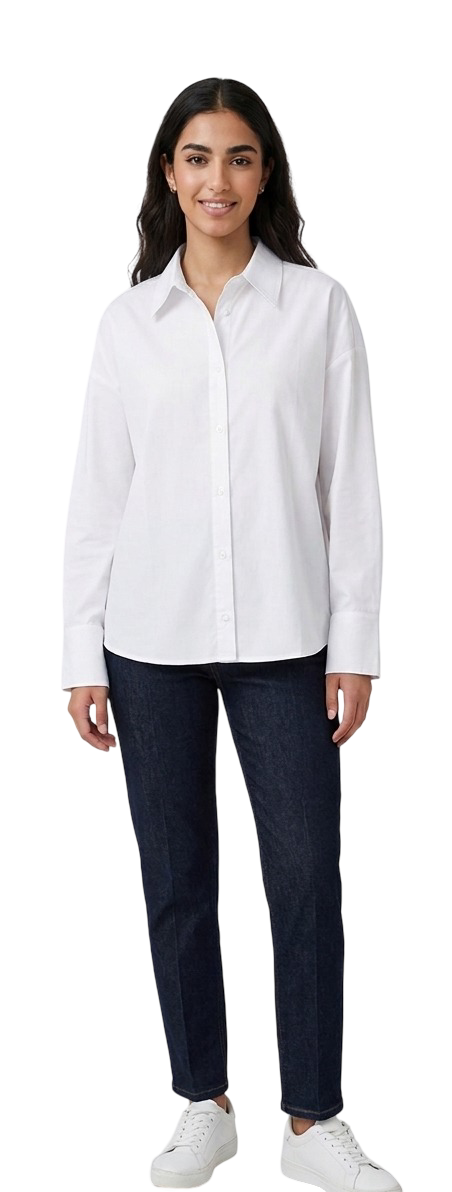 Classic Cotton Button-Up Shirt - White