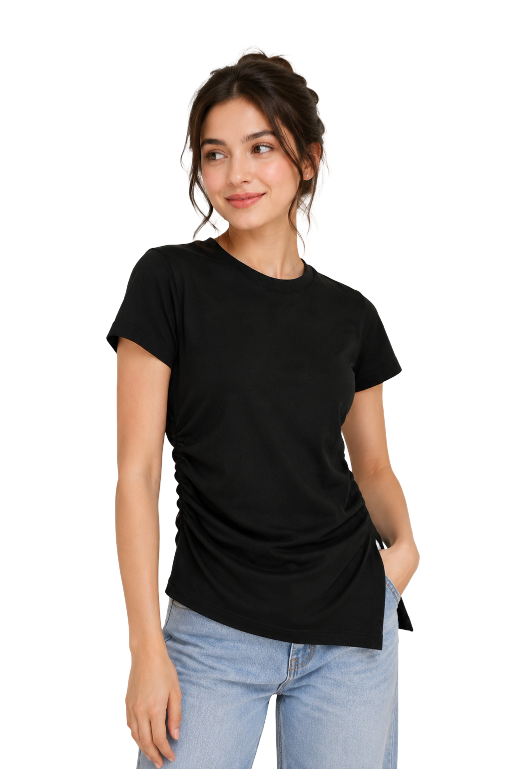 Asymmetric Mockneck Top - Black