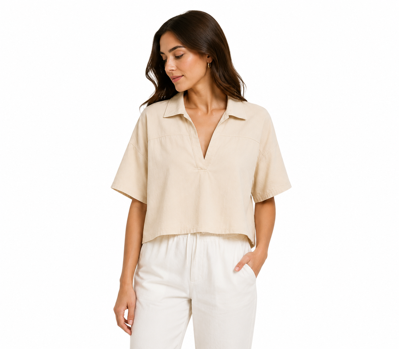 Boxy Lounge Shirt – Light Beige