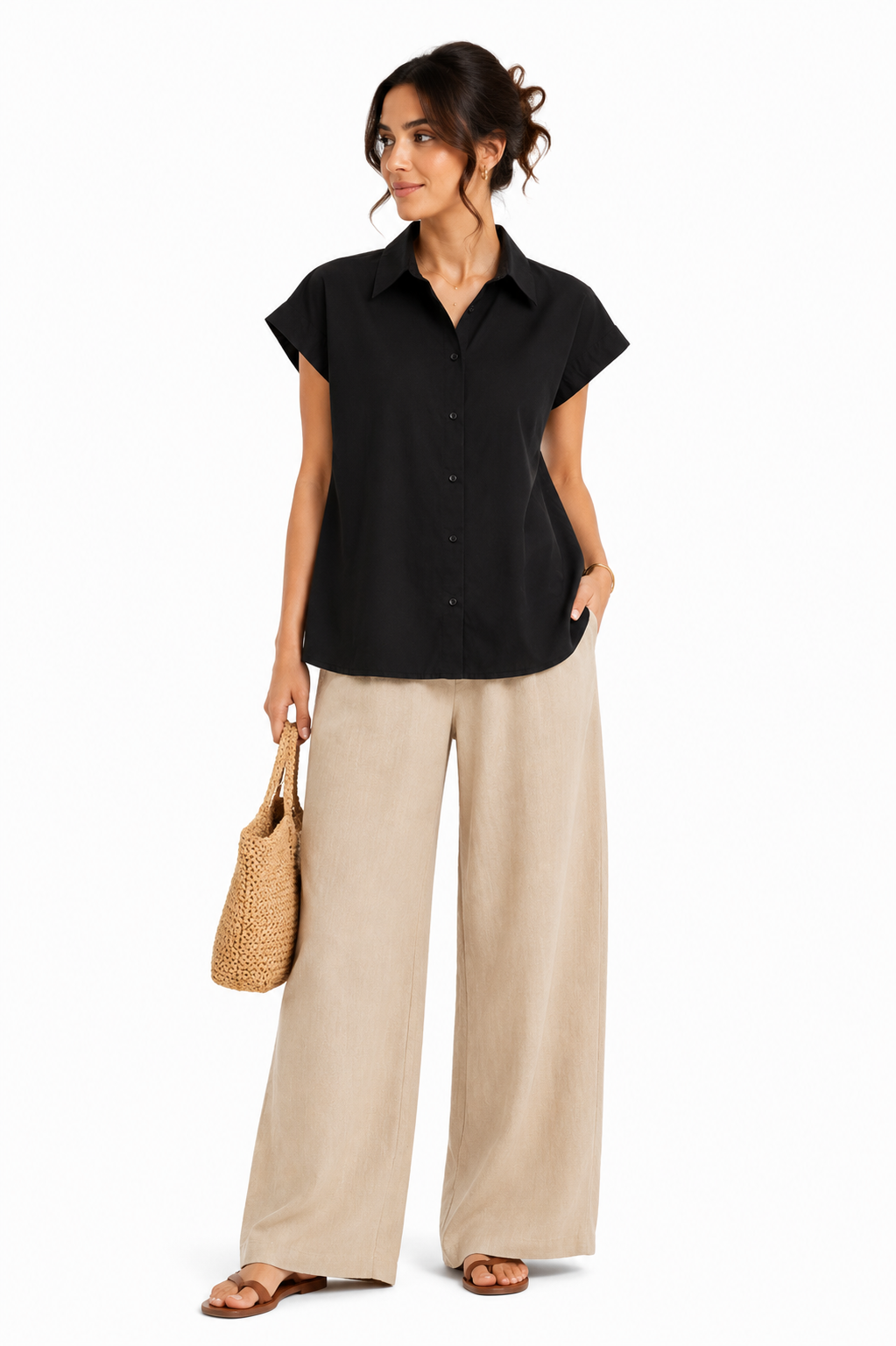 Wrap Tie Shirt - Black