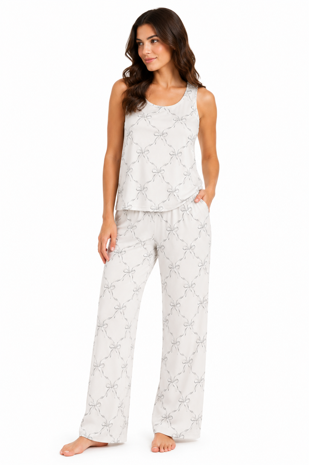 Printed Tank Pajama - Grey