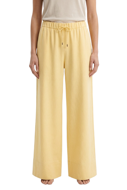 Solid Relaxed Fit Wide-Leg Pants – Yellow