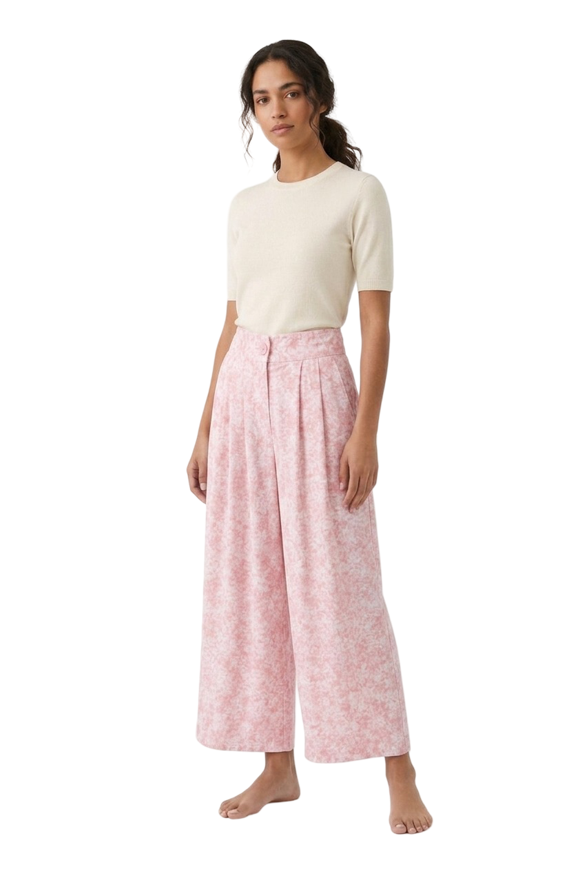 Textured Palazzo Pants - Pink
