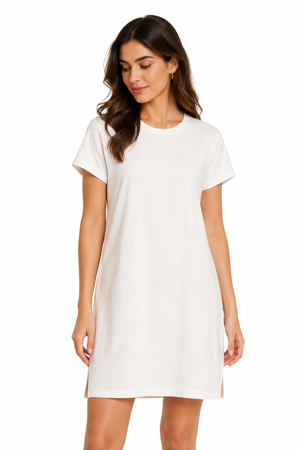 Off White Side Slit Longline T-Shirt - Off White