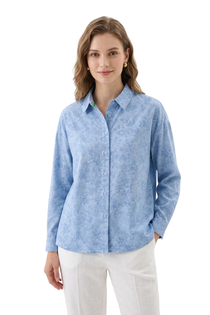 Textured Palazzo Shirt - Light Blue