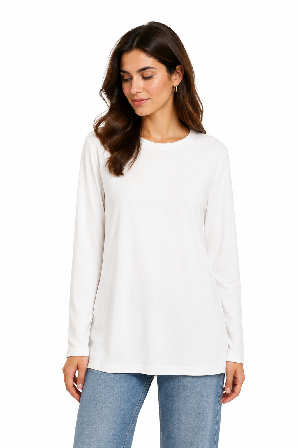 Relaxed Dropped Shoulder Long Sleeve Top - Off-White