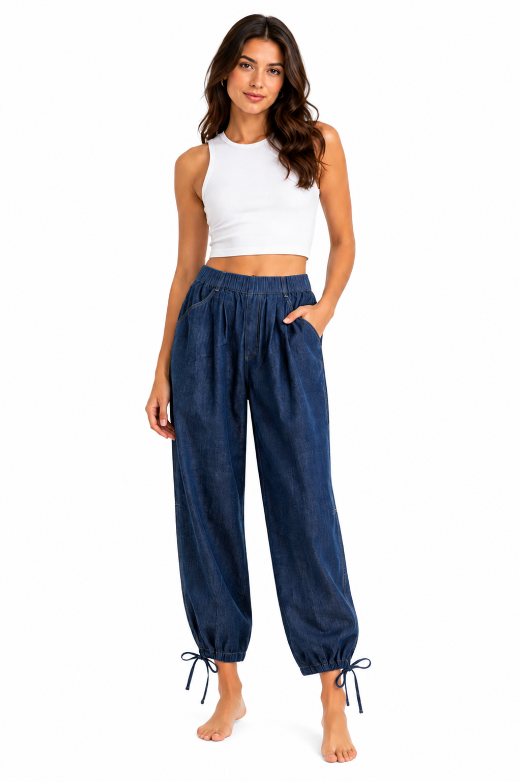 Balloon Denim Pants - Royal Blue