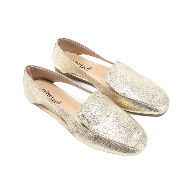 Faux Leather Elegant Ballerina Shoes - Silver