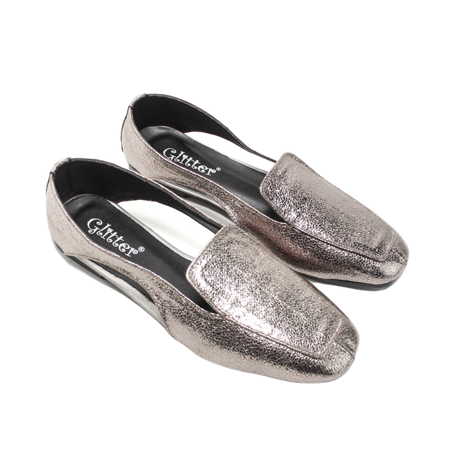 Faux Leather Stylish Slippers - Gray