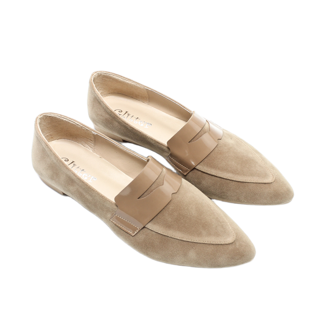 Suede Pointed Ballerinas – Light Brown
