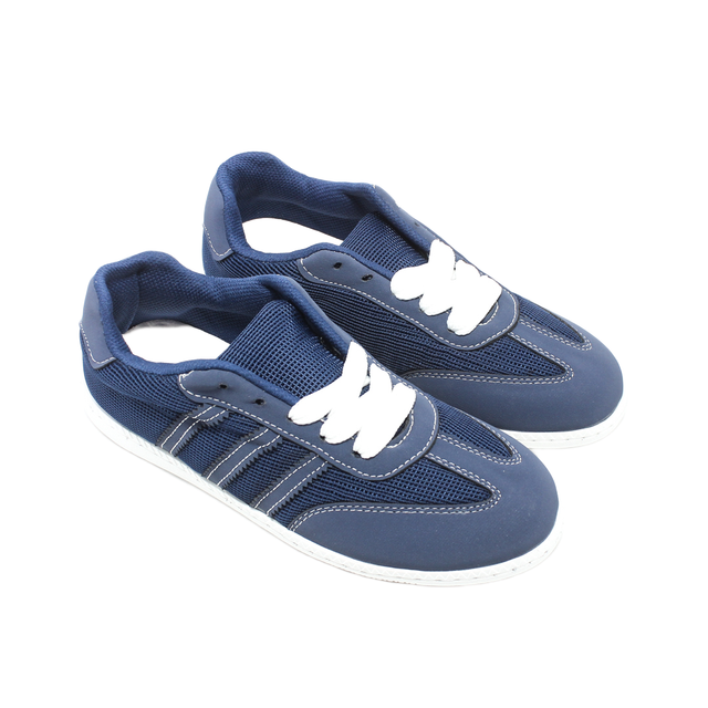 Faux Leather Casual Sneakers - Navy