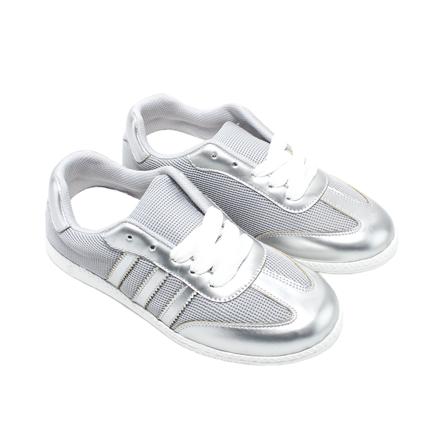 Faux Leather Casual Sneakers - Grey