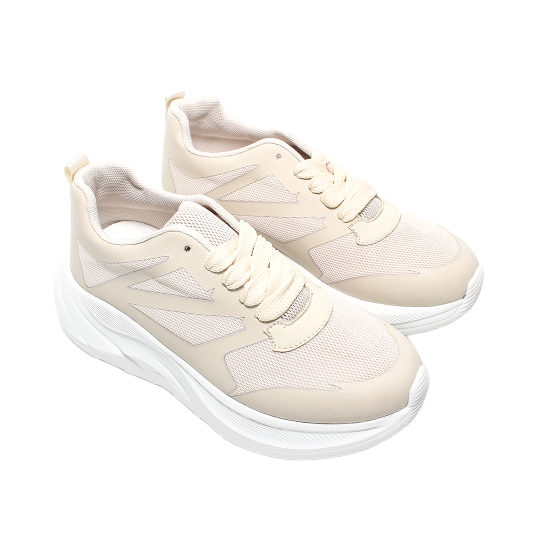 Mesh Panel Chunky Sneakers – Beige
