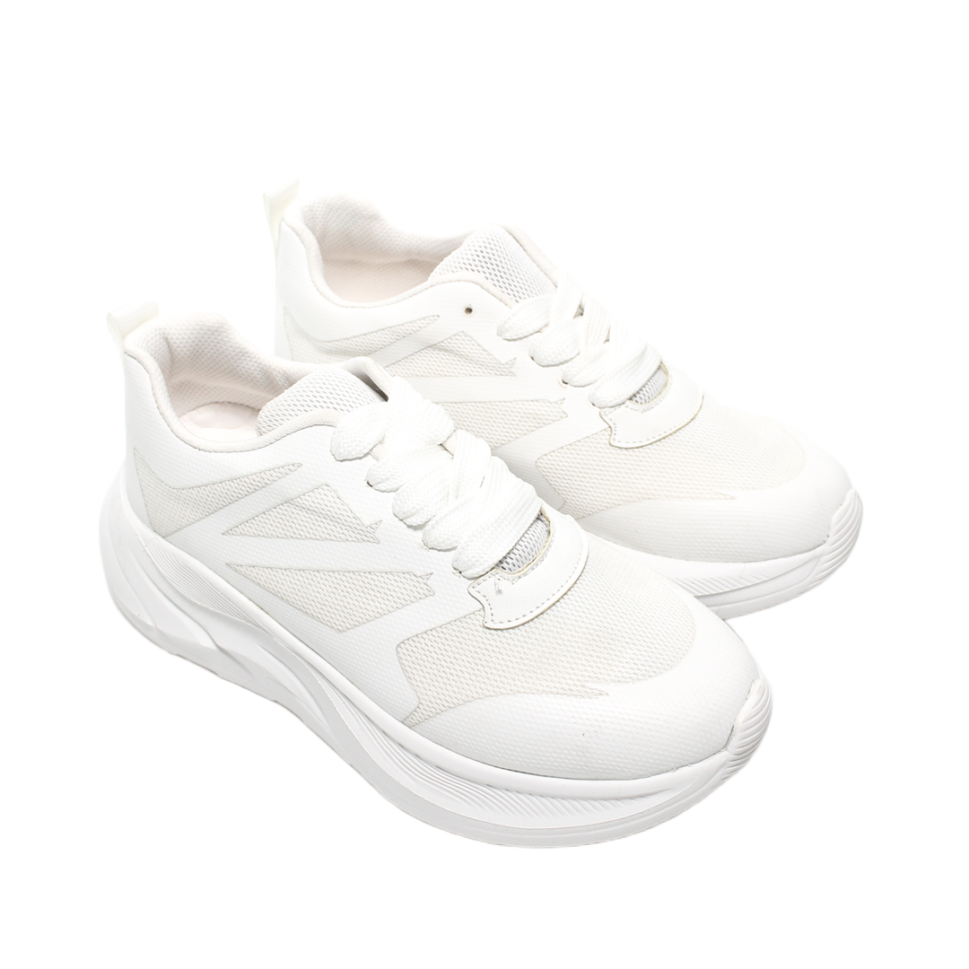Athletic Mesh Platform Sneakers – White