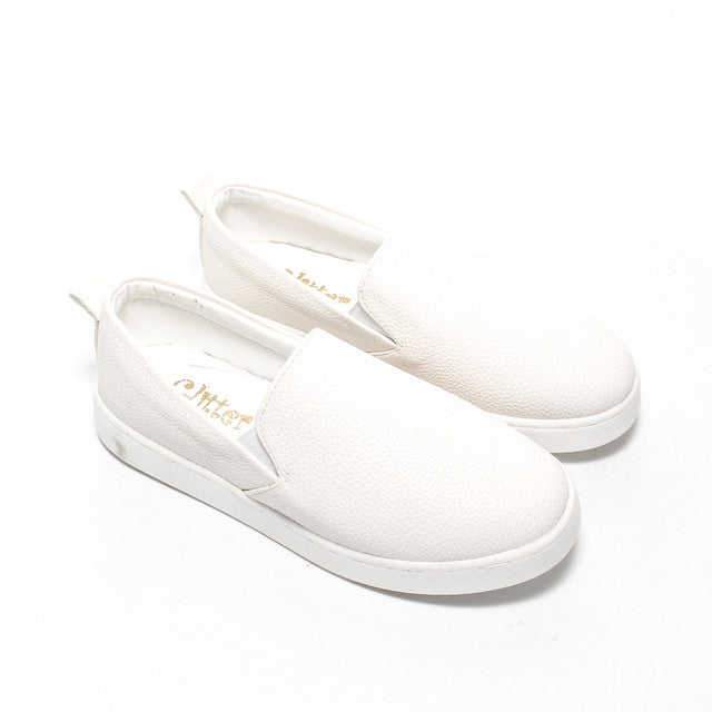 Textured Minimal Slip-On Sneakers – White