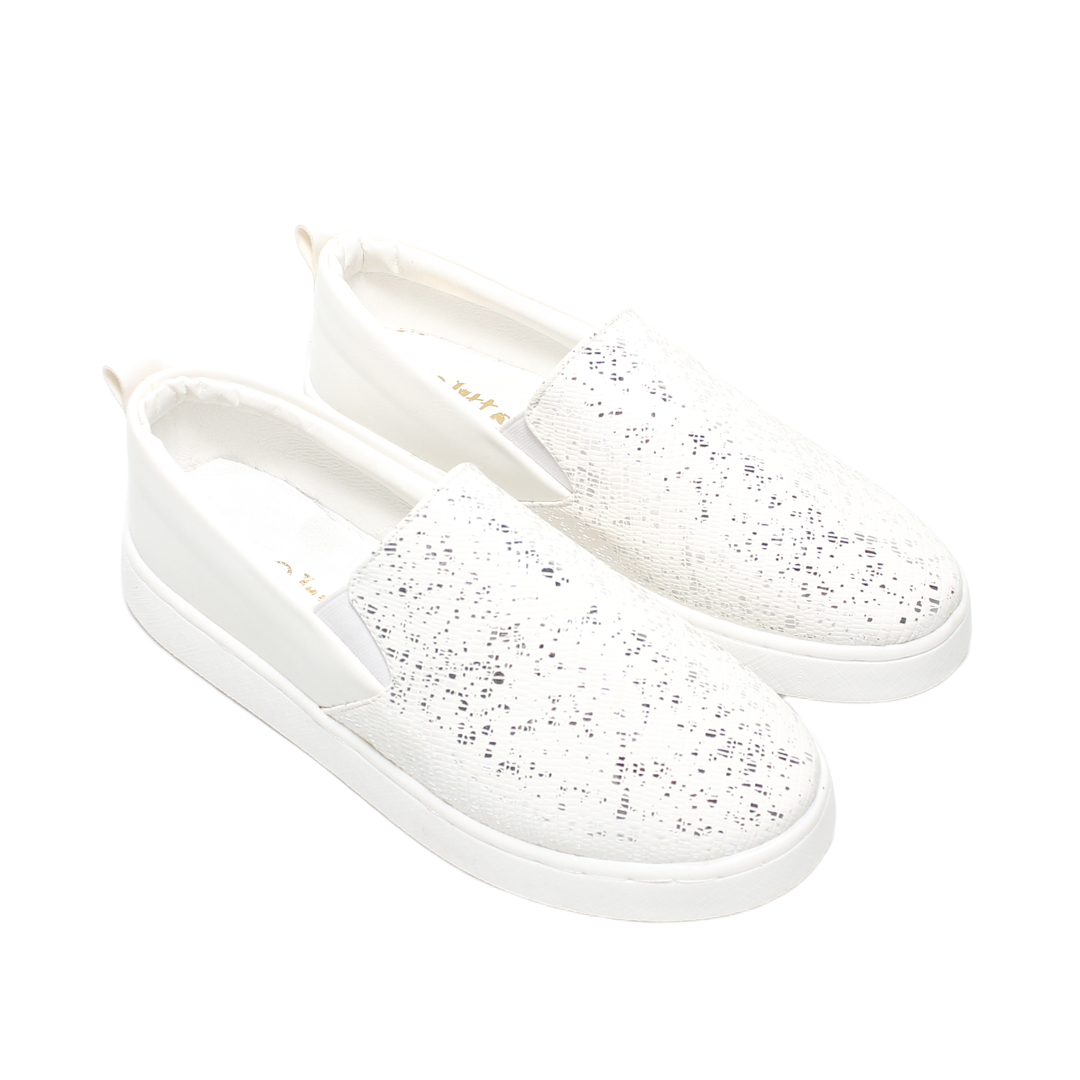 Textured Slip-On Sneakers - White
