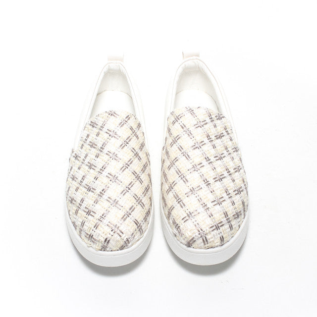Woven Pattern Slip-On Sneakers - White