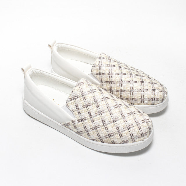 Woven Pattern Slip-On Sneakers - White
